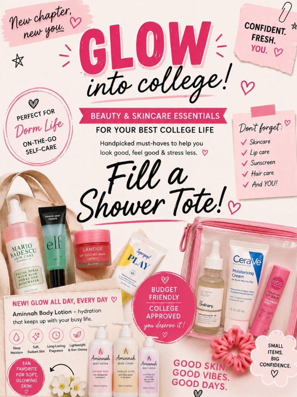 Dorm Life On-The-Go Self-Care Filled Shower Tote